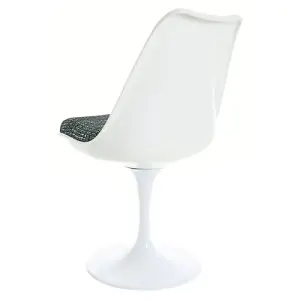 White Tulip Dining Chair with Grey Textured Cushion