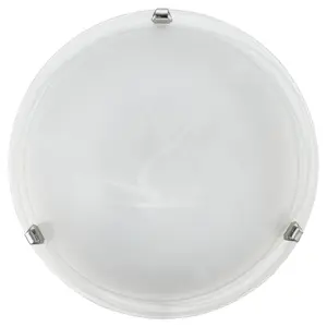 Wall Flush Ceiling Light Colour Chrome Shade Glass Alabaster Bulb E27 2x60W