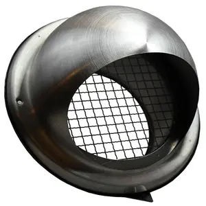 Kair Bull-Nose External Vent 100mm - 4 inch Rear Spigot Stainless Steel Grille with Wire Mesh and Drip Deflector