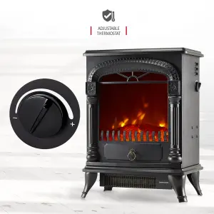 NETTA Electric Arch Stove Heater Fireplace Fire Log Effect 2000W - Black