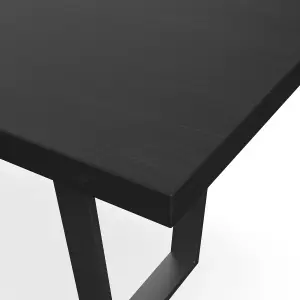 Aria Dining Table And Chairs -  Black Table Top w Black Legs + Anika Velvet Dining Chair Set Of 4 (Black)