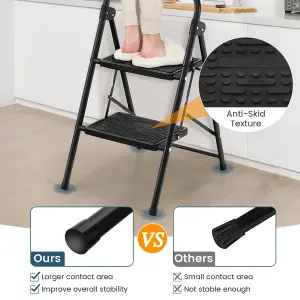 Costway Folding 2 Step Ladder Heavy Duty Safety Anti-Slip Stool Portable Step Stool