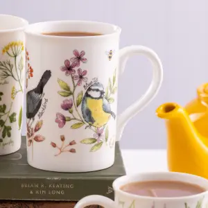 Price & Kensington Set of 6 Garden Birds Honeysuckle & Bluebell Mug 300ml