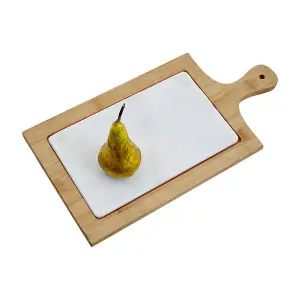 Interiors by Premier Elegant White Marble And Bamboo Cheese Board, Versatile Chopping Board, Stylish Chopping Board For Kitchen