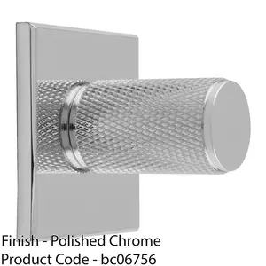 Knurled Cylinder Cabinet Door Knob & Matching Backplate Polished Chrome 40x40mm