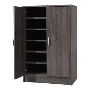 6 Tier Shoe Cabinet Wood Effect Double Door Shoe Stand Organizer Shoe Storage