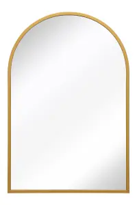 MirrorOutlet The Arcus Gold Metal Framed Arched Garden Wall Mirror 120CM X 80CM