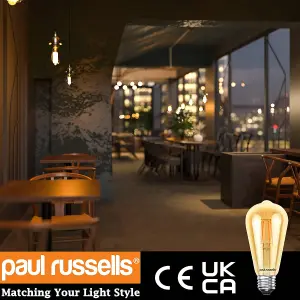 paul russells LED Filament ST64 Bulbs, 4.5W 400 Lumens, 35w Equivalent, 2200K Amber, Pack of 1