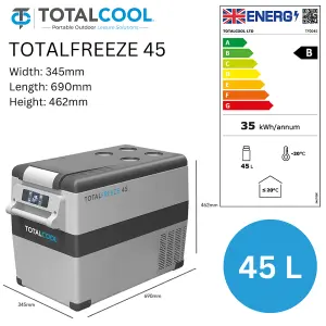 Totalfreeze Portable Fridge Freezer - 12V 24V Volt Outdoor Van Fridge - App Controlled Dual Zone Car Refrigerator - 55 litre