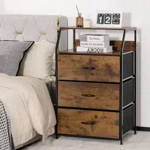 COSTWAY 3-Drawer Dresser with W/ Top Shelf Foldable Drawer Chest Cabinet