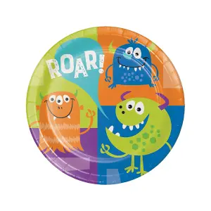 Creative Party Roar Monster Dinner Plate (Pack of 8) Multicoloured (One Size)