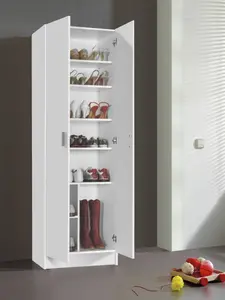 VITA 2 Door Utility Storage Shoe Cupboard in Matt White