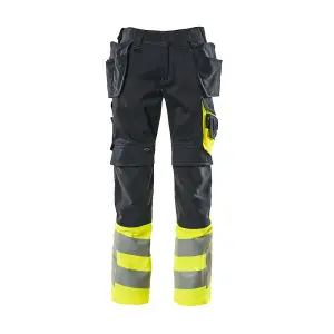 Mascot Safe Supreme Trousers with Holster Pockets (Dark Navy/Hi-Vis Yellow)  (44.5) (Leg Length - Long)