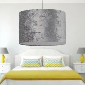 First Choice Lighting Grey Crushed Velvet 30cm Pendant Lightshade