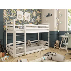 White Mini Bunk Bed for Children with Foam Mattresses - Safe, Space-Saving & Stylish