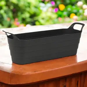 URBNLIVING 44cm Width Combo pack of 4 Pcs Herb Pots with Handles Plastic Flexi Planter Flower Box Recycled Troughs Multicolour