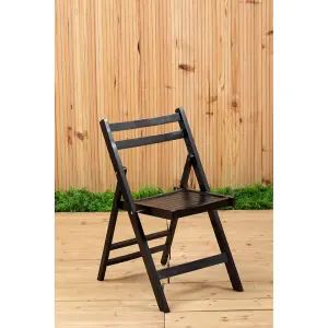 Interiors by Premier Wood Black Finish Folding Chair, Space-saver Camping Chair, Easy Foldable Wood Chair, Easy to Clean Chair