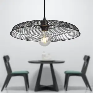 First Choice Lighting Cassidy Large Black Mesh Easy Fit Metal Pendant Shade