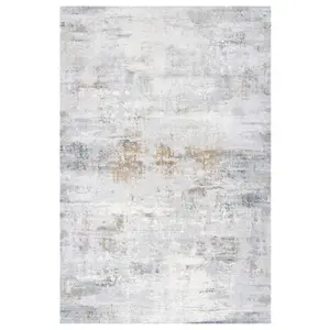 Silver Grey Metallic Distressed Abstract Area Rug 200x290cm