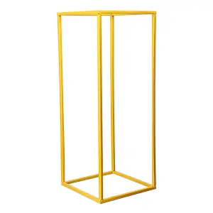 Golden Metal Rectangular Flower Stand Pedestal Rack Wedding Party Ornament 27 x 80 cm