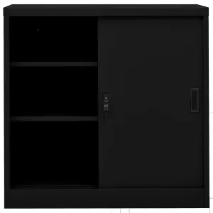 Berkfield Office Cabinet with Sliding Door Black 90x40x90 cm Steel