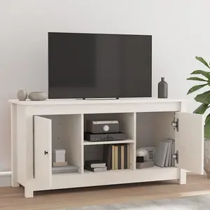 Berkfield TV Cabinet White 103x36.5x52 cm Solid Wood Pine