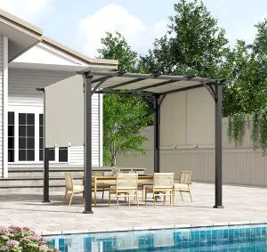 3 x 3 m Outdoor Pergola Gazebo with Retractable Cnopy UV Protection Waterproof for Decks Backyard