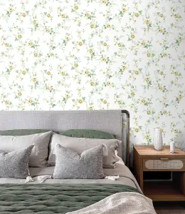 Meadow Floral Trail Prepasted Wallpaper