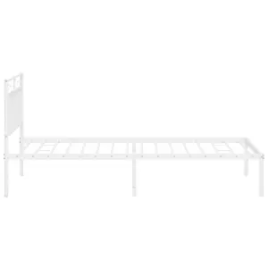 Berkfield Metal Bed Frame with Headboard White 107x203 cm