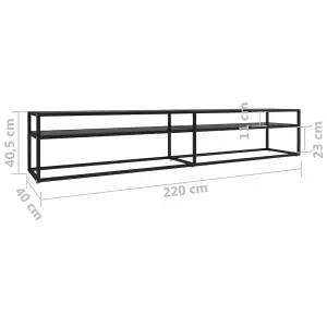 Berkfield TV Cabinet Black 220x40x40.5 cm Tempered Glass