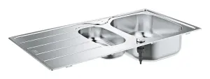 Grohe K200 SINK60 Polished Stainless steel 1.5 Bowl Kitchen sink 500mm x 965mm