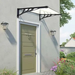 Black Outdoor Front Door Canopy  Awning Rain Shelter W 150 cm x D 90 cm x H 28 cm