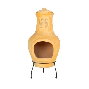 Charles Bentley Outdoor Patio Chiminea Large Terracotta Clay Heater