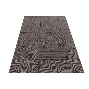 Charcoal Abstract Funky Modern Easy to Clean Geometric Rug For DiningRoom-120cm X 170cm