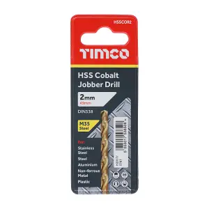 Timco - Ground Jobber Drills - Cobalt M35 (Size 2.0mm - 1 Each)