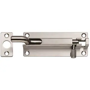 Cranked Barrel Surface Mounted Sliding Door Bolt Lock 150mm x 38mm Satin Steel