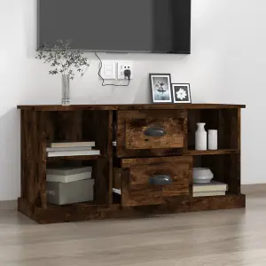 Berkfield TV Cabinet Smoked Oak 99.5x35.5x48 cm Engineered Wood