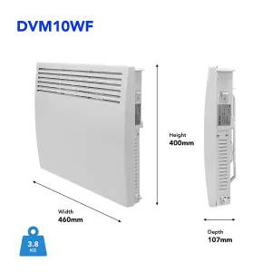 Smart Wifi Electric Panel Heater 1000W Timer Wall Mounted & Floor Stand White