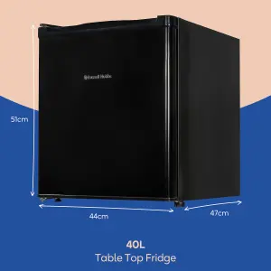 Russell Hobbs Mini Fridge 40L Black Quiet Larder Fridge RHTTLF2E1B