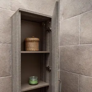 Novela Grey Wood Wall Mounted Bathroom Tall Storage Unit