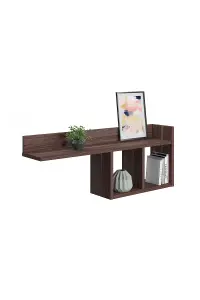 Dia Floating Wall Shelf Unit, Bookshelf, 90 x 18 x 35 cm Wall Mounted Decorative Shelves, Storage Display Unit, Walnut