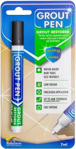 Grout Pen - Designed for restoring tile grout in bathrooms & kitchens (BLACK)