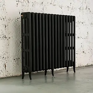 Arroll Neo-Classic Black primer 4 Column Radiator, (W)994mm x (H)760mm