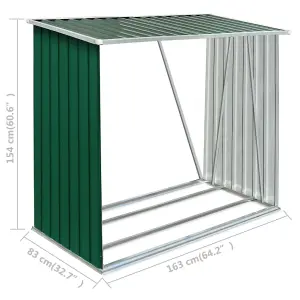 Garden Log Storage Shed Galvanised Steel 163x83x154 cm Green