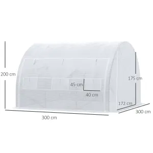 Outsunny 3 x 3 x 2 m Polytunnel Greenhouse Pollytunnel Tent w/ Steel Frame White