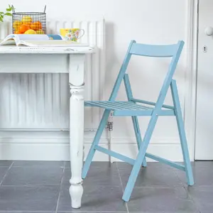 Harbour Housewares - Beech Folding Chairs - Denim Blue - Pack of 6