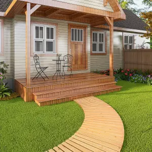 Costway Roll-Out Garden Pathway 216 x 43 cm Wooden Patio Curved Walkway Decking Boards