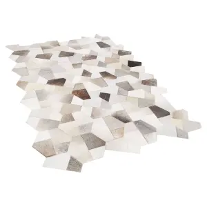 Cowhide Area Rug 140 x 200 cm Grey and Beige VARTO