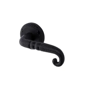 Colours Plélo Matt Black Cast iron Scroll Latch Push-on rose Door handle (L)125mm