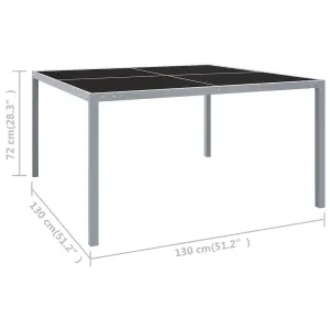 Berkfield Garden Table 130x130x72 cm Grey Steel and Glass